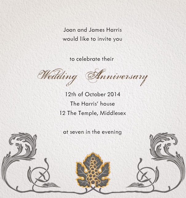 Online Invitation Card with art-deco motif and floral border for formal use.