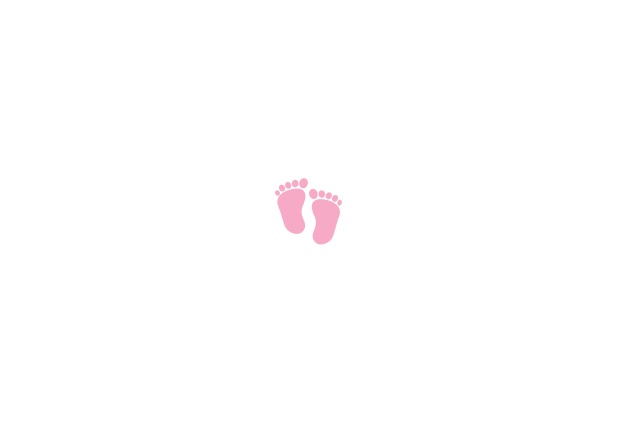 Online Birth announcement card with tiny baby feet in various colors and many photo and text options. Pink.