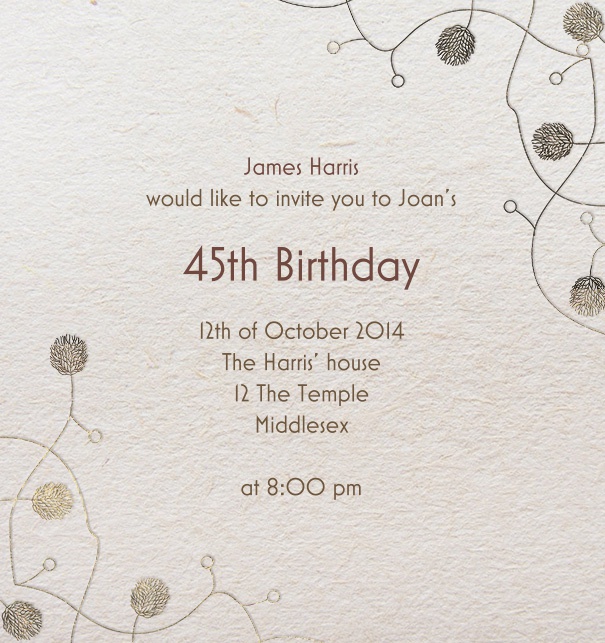 Online Invitation card with Art-Deco Corner design elements.
