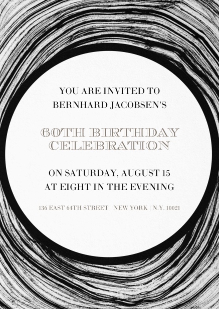 Invitation in circles for 60th birthday.