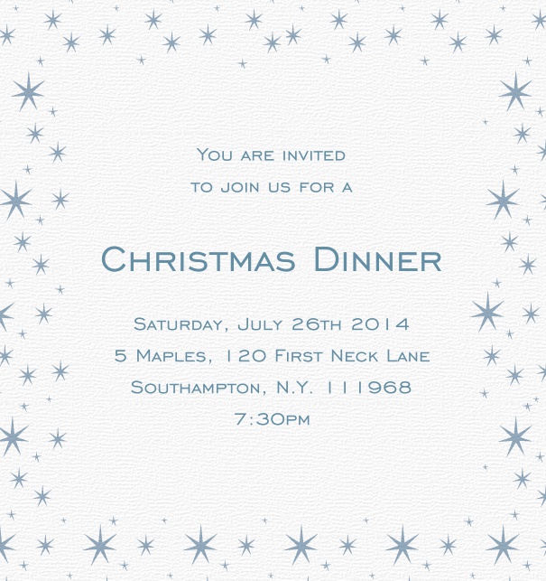 Online Christmas Invitation with snowflake border.