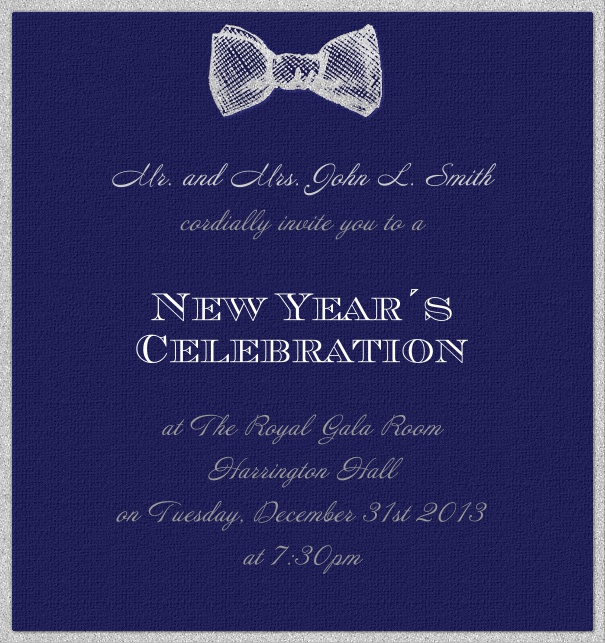 High Format Celebration Invitation Card with Bow-Tie Motif.