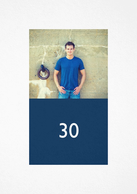 Photo invitation for a 30th Birthday party with text field.