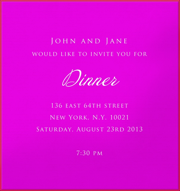 High Format Purple Neon Cocktail Invitation Card with Red Border.