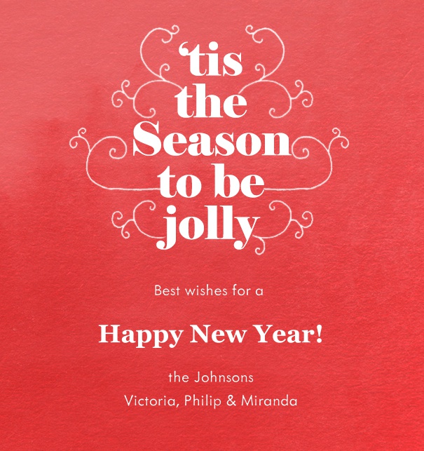Rote Online Weihnachtskarte mit tis the season to be jolly