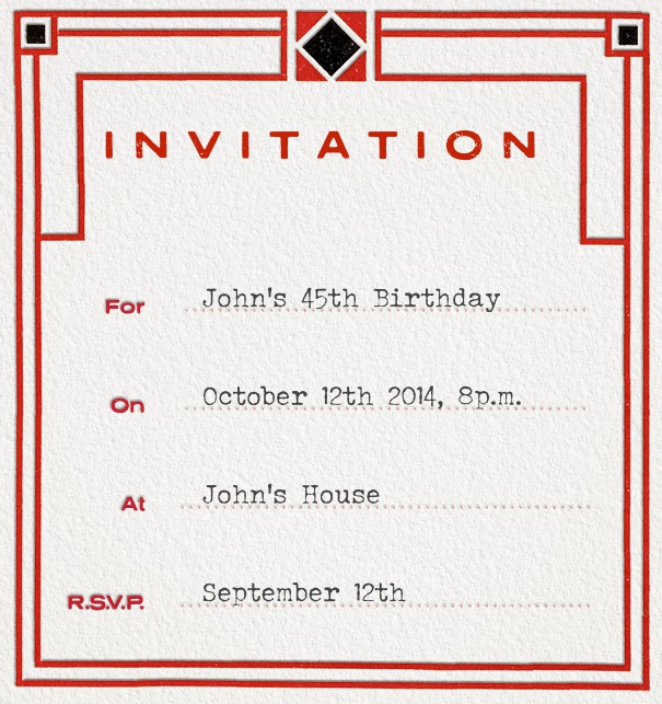Formal Addressing Invitation with Art-Nouveau Border and Customizable Form Invitation.