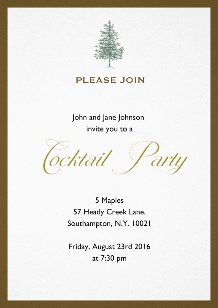 Invitation card design with tree and colorful frame. Brown.