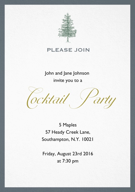Invitation card design with tree and colorful frame. Grey.
