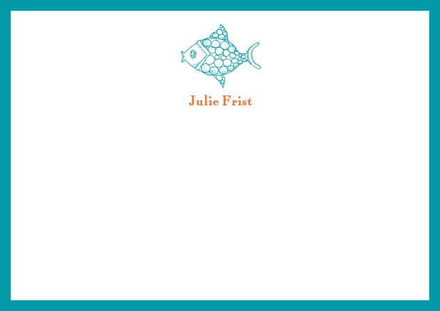 Customizable online Note card with fish and frame in various colors.