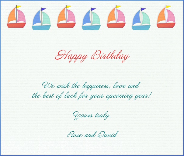 White Children's Card with sailboats.