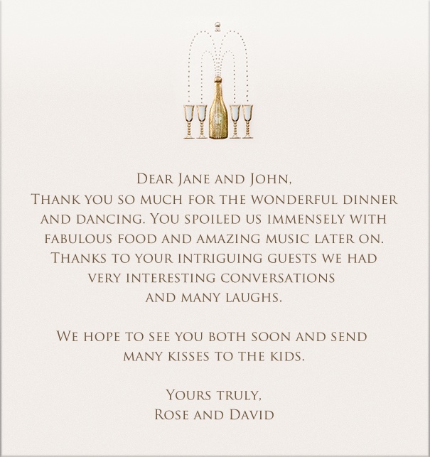 Online Card with champagne bottle and glasses motif by Bell'Invito.