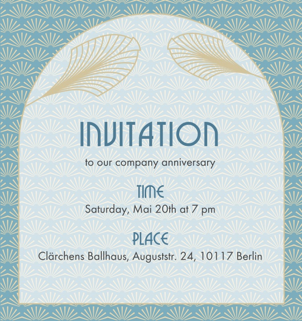 Online Invitation with Art-Deco leaf ornament decorations Green.
