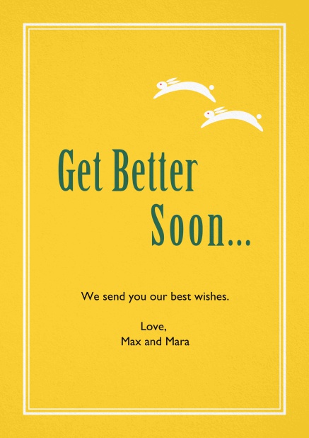 Yellow get better soon card with white frame. Yellow.