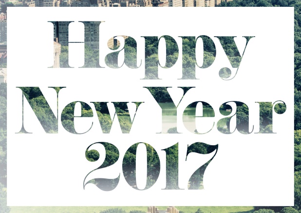 Online Silvestereinladungskarte mit Happy New Year 2017 auf der Vorderseite.