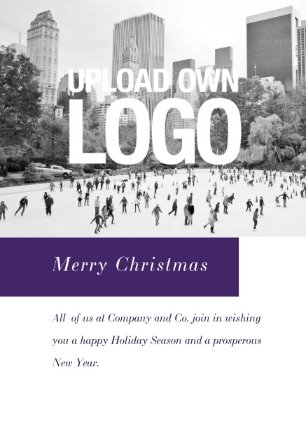 Online Christmas card with Central park image to use. Gold.