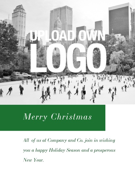 Online Christmas card with Central park image to use. Green.
