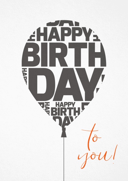 Happy Birthday Greeting card with large balloon.