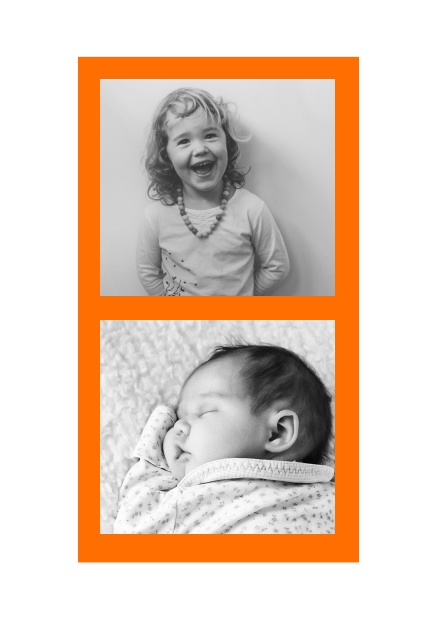 Photo card with two photo fields and with border which is in several colors available.