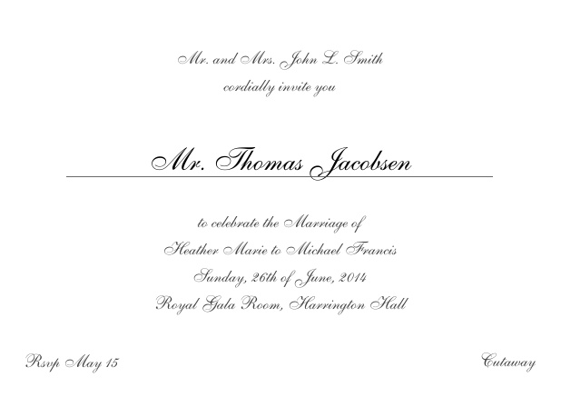 Online Invitation card with a classic hand written font - available in different colors. Grey.