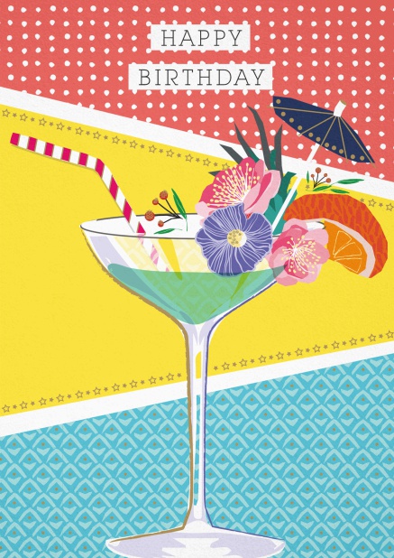 Grusskarte zum Geburtstag mit Cocktail Drink