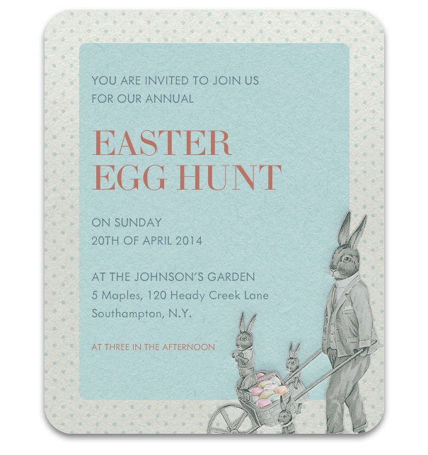 Blue Easter Egg Hunt Invitation Online card.