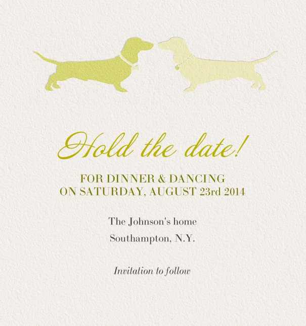 Online Save the Date Card for partys with dogs and editable textfield.