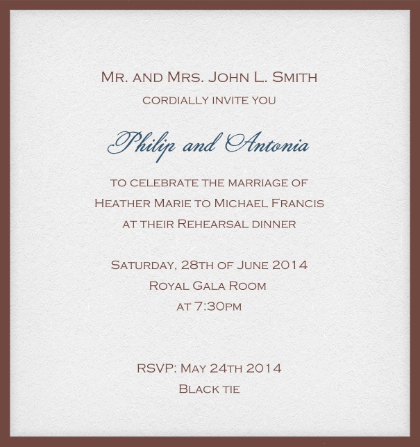 Online invitation card with customizable frame and text. Gold.