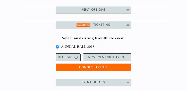 Select Eventbrite event to link to your sending